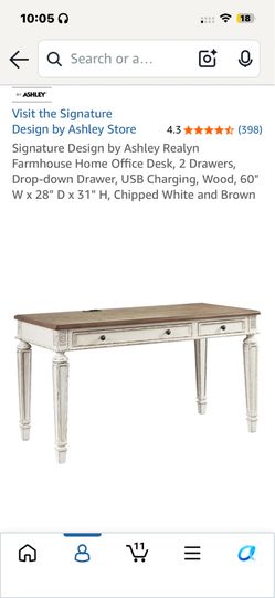 Signature Design Farmhouse Home Office Desk - $150 Cash Firm