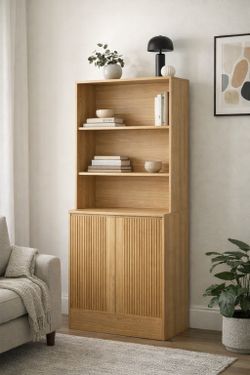  71'' Freestanding Tall Storage Cabinet, 5 Tier Wood Bookcase with Drawers and Tempered Glass Doors, Large Floor Cabinet, Combination Storage Shelves 