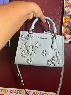 Michael Kors Light Blue Floral Satchel Bag
