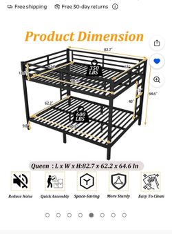 Queen over Queen Bunk Bed