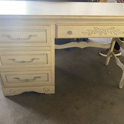 Antique Wooden Vanity Desk W/ Drawers  