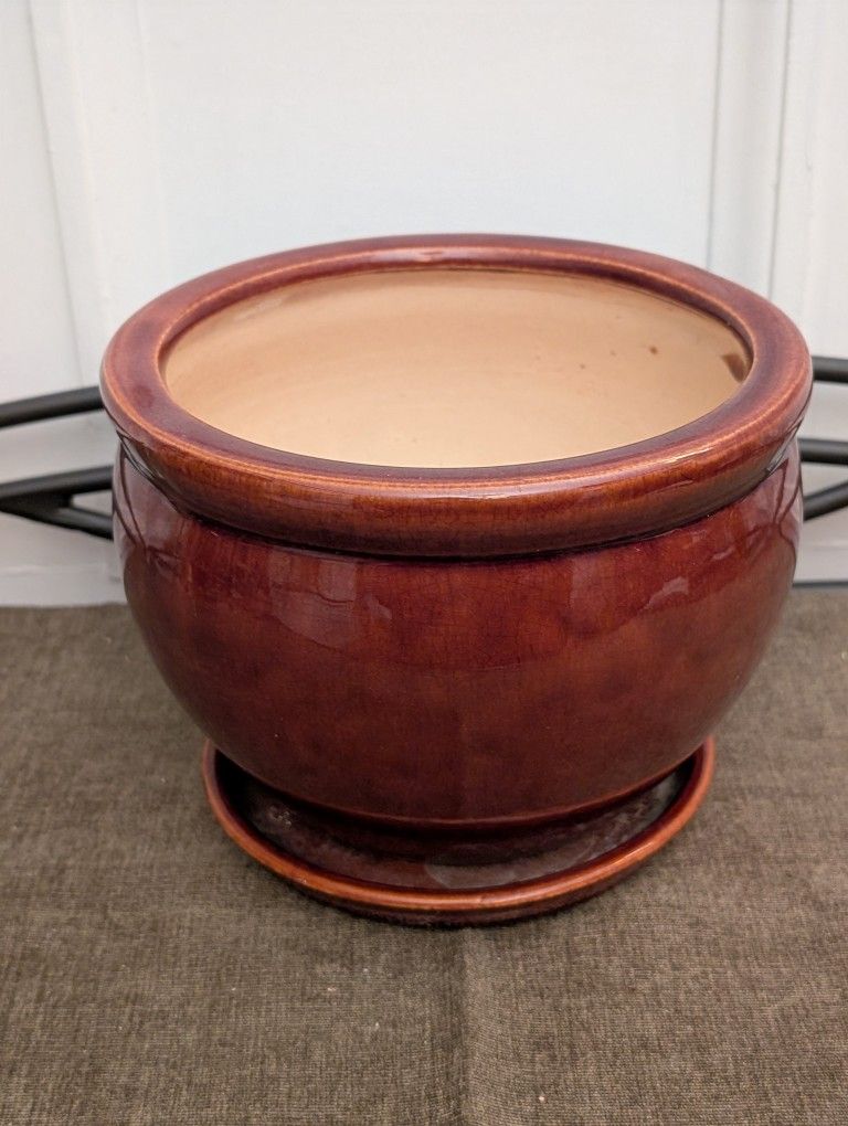 Brown Stoneware Planter