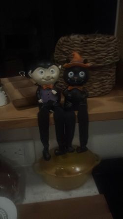 Halloween decorations vampire and cat