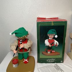 National Rennoc Santa's Best Animated Collectable Elf Painting Toy WORKS 1991