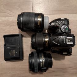Nikon D5200 with 3 lenses