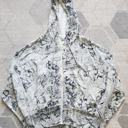 Athleta Zip-Up Hoodie – White and Black, Size Large