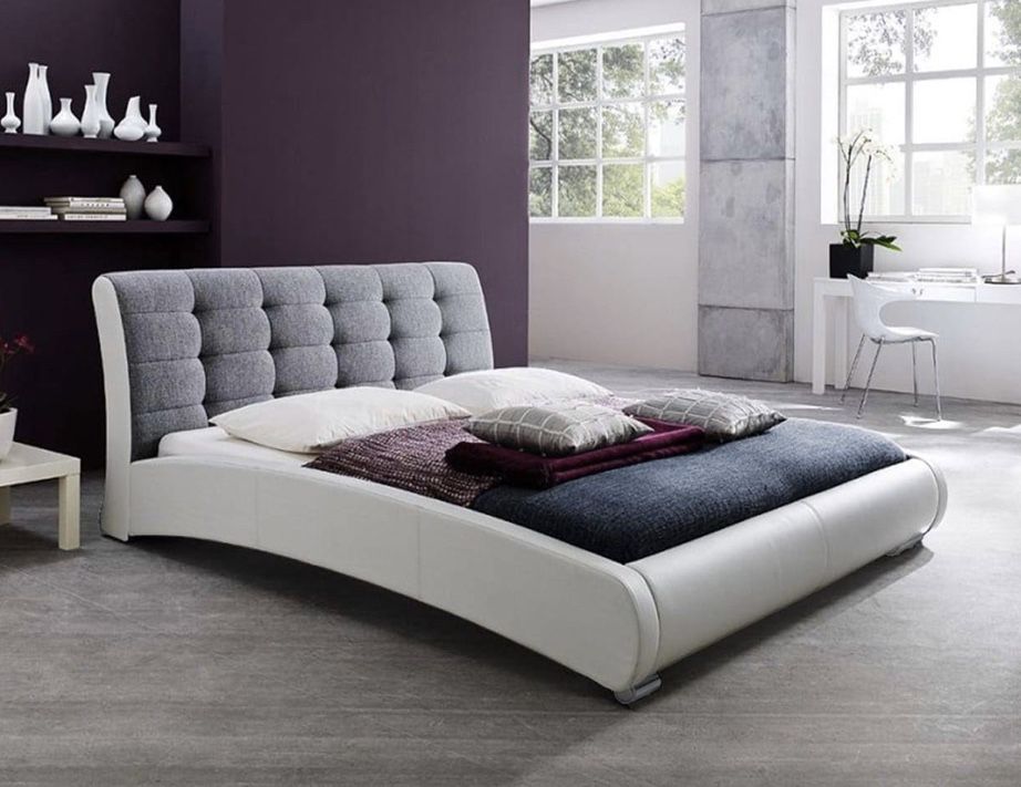 Baxton Studio Contemporary Faux Leather Fabric Upholstered Tufted Platform Bed, Queen