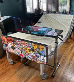 FULL ELECTRIC Bariatric Hospital Bed + Mattress, Rails & Table Used Xcellent Con