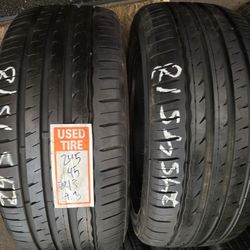 2 Tires 245.45.18 Sailun Atrezzo 90 % Tread Dot 2524
