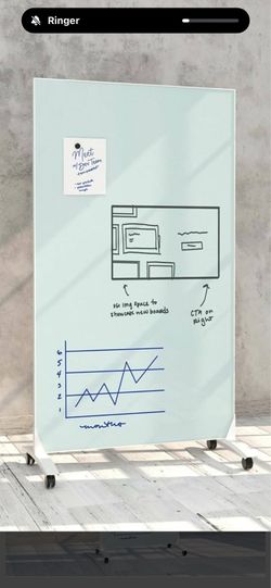 U Brands Double Sided Magnetic Glass Dry-Erase Mobile Floor Easel, 72 X 42
