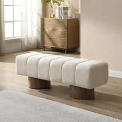 49.00-Inch Beige Chenille Upholstered Bench