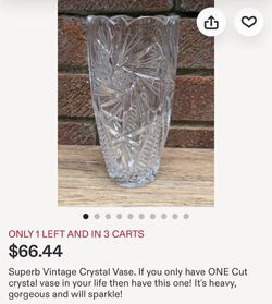 Vintage Cut Crystal Glass Vase
