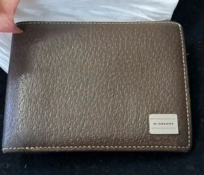 Burberry Brown Pebbled Leather wallet with Metal Logo