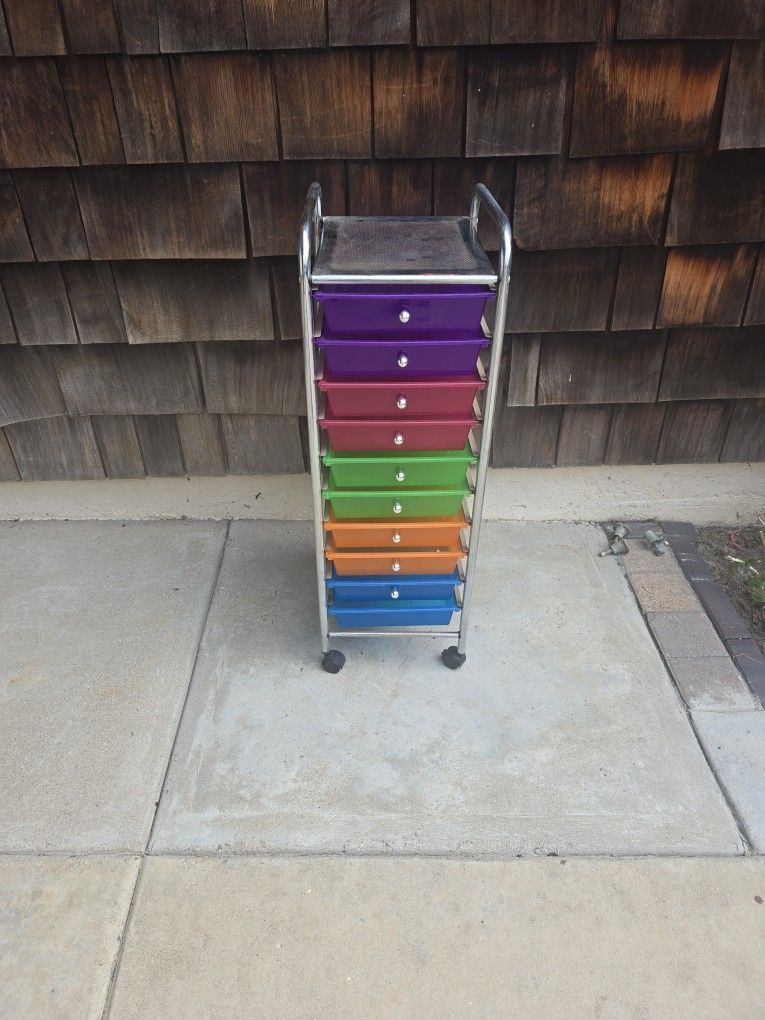 10 Drawer Multicolor Plastic Storage Bins