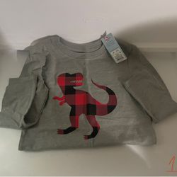 Boys 5T Christmas plaid Dinosaur 🦖 Long Sleeve Shirt