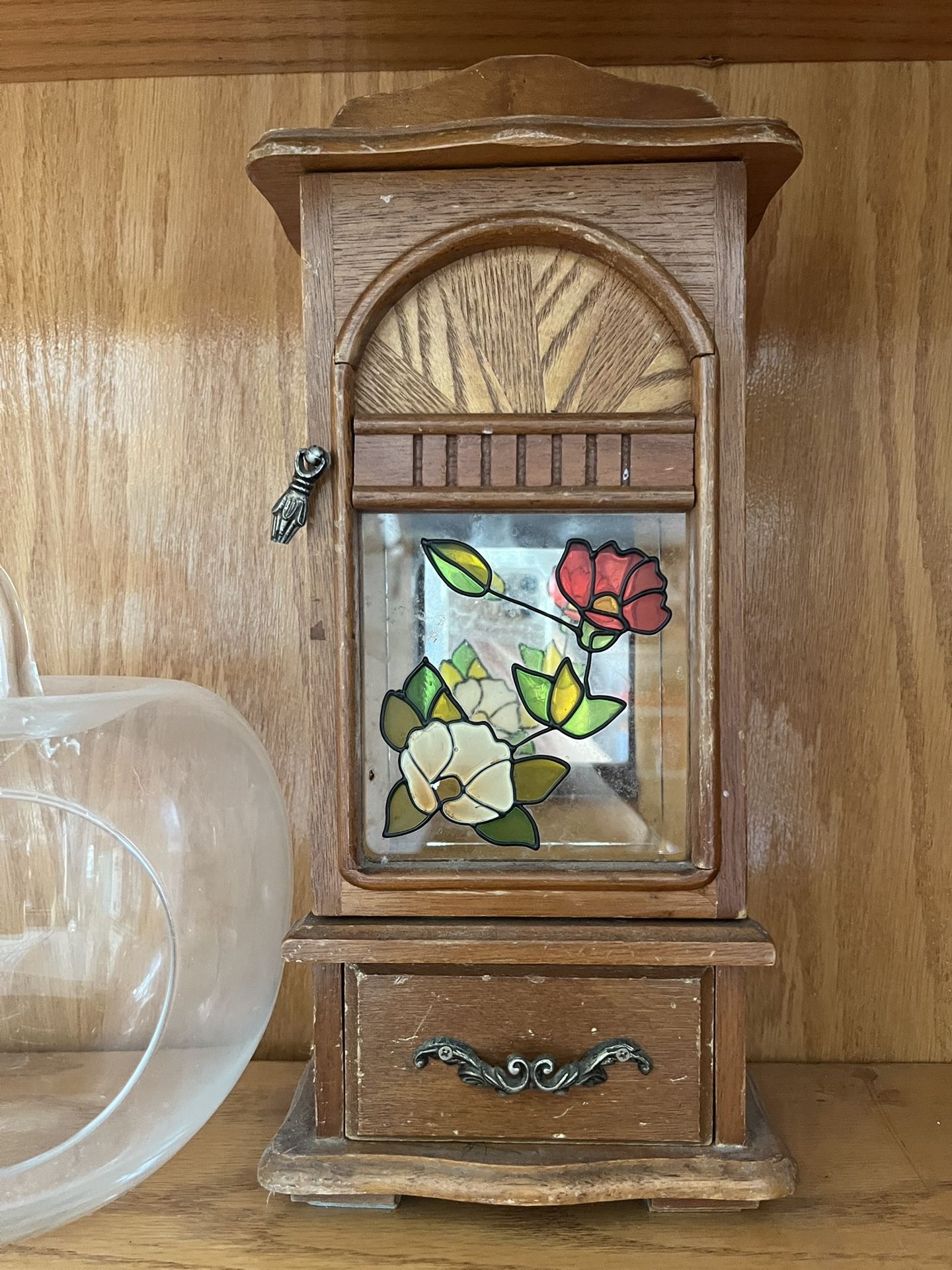 Jewelry Box - Antique, Stain Glass Door