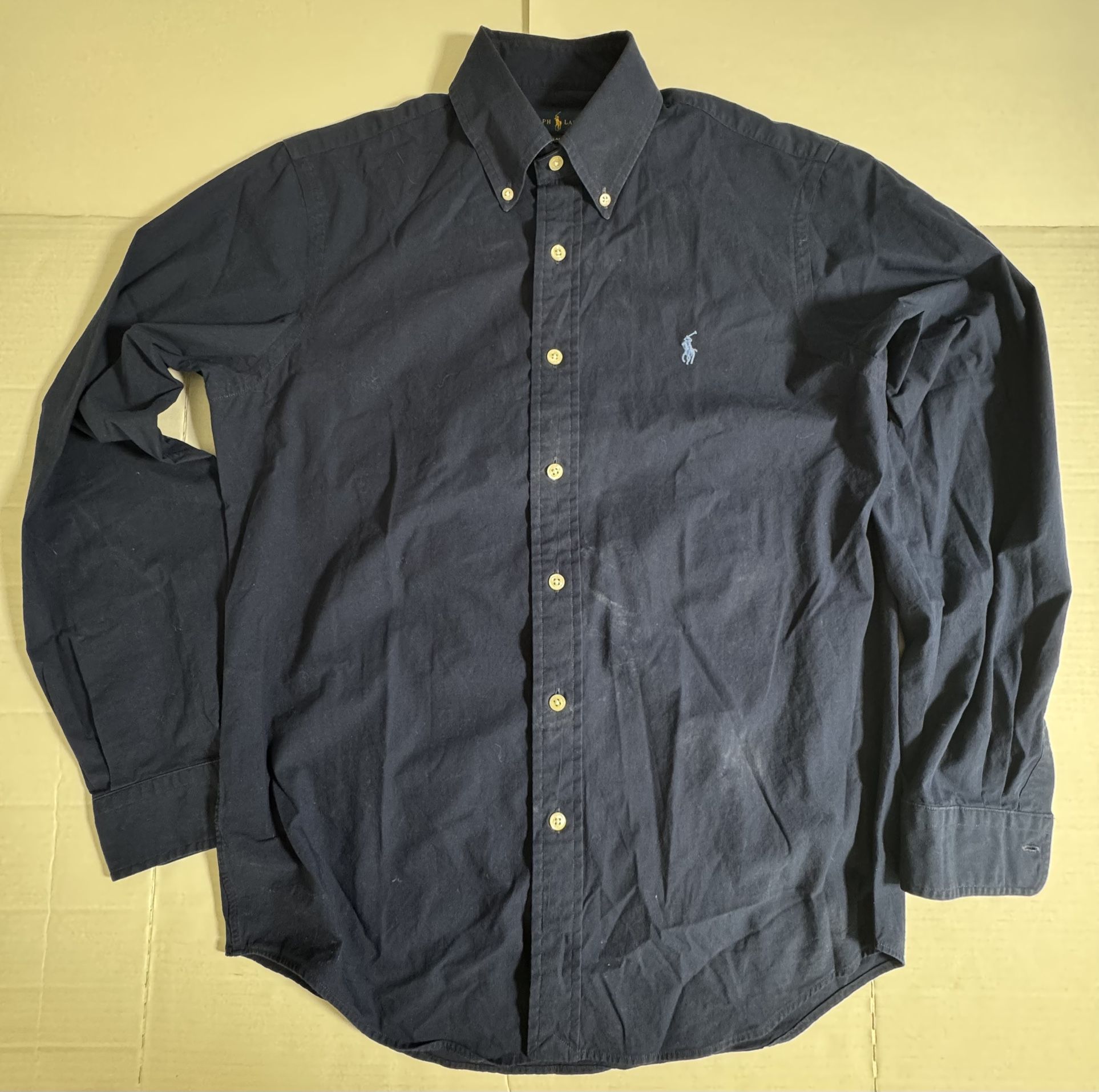 Pre Owned Fair See Photos Cut Size / Wash Tags and White Marks Polo Ralph Lauren Button Long Sleeve Blue See Size Ph