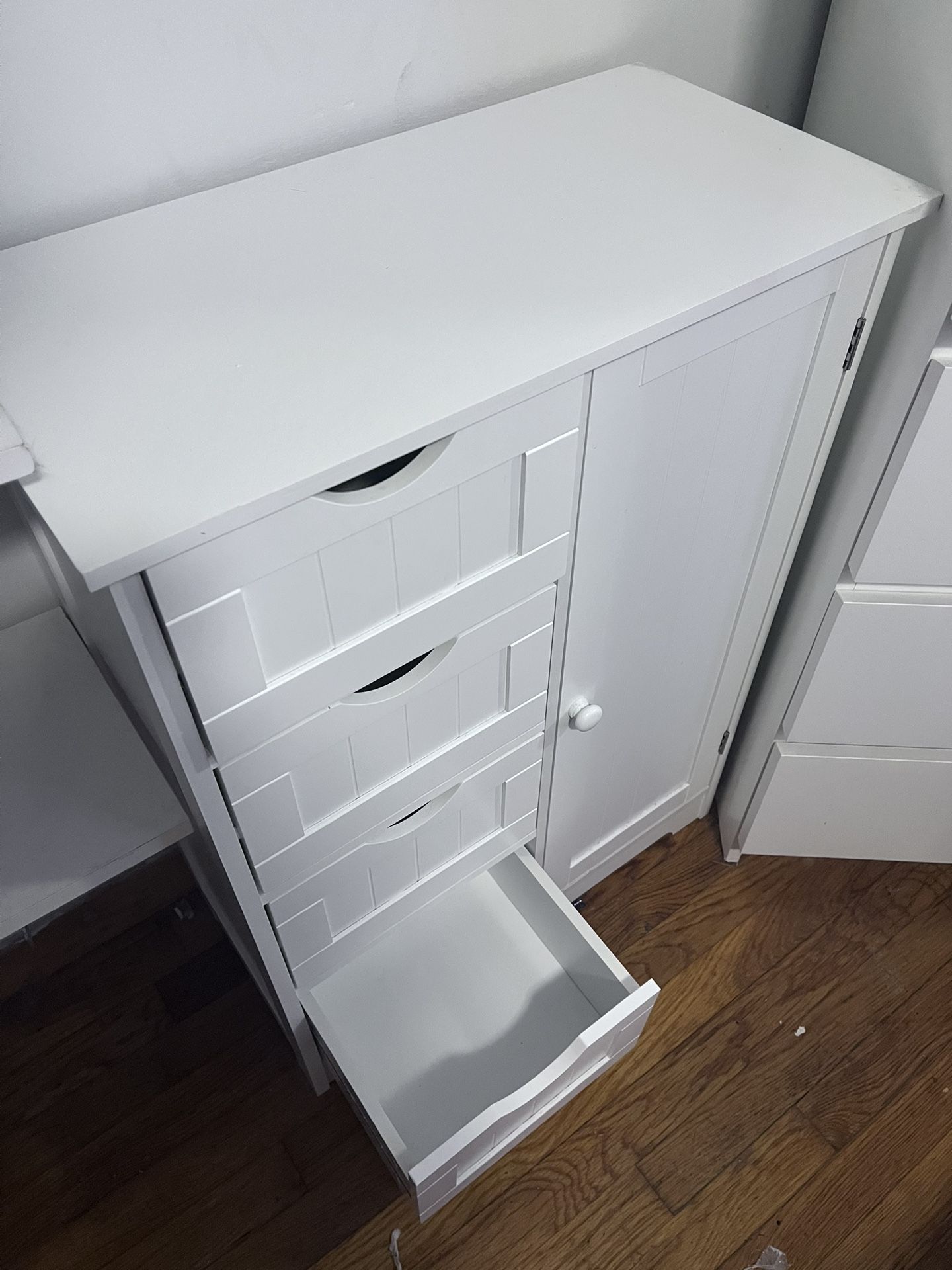 White 4 Drawer Bathroom Linen Cabinet