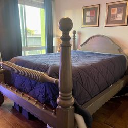 Queen Cannonball Bed Frame Solid Oak