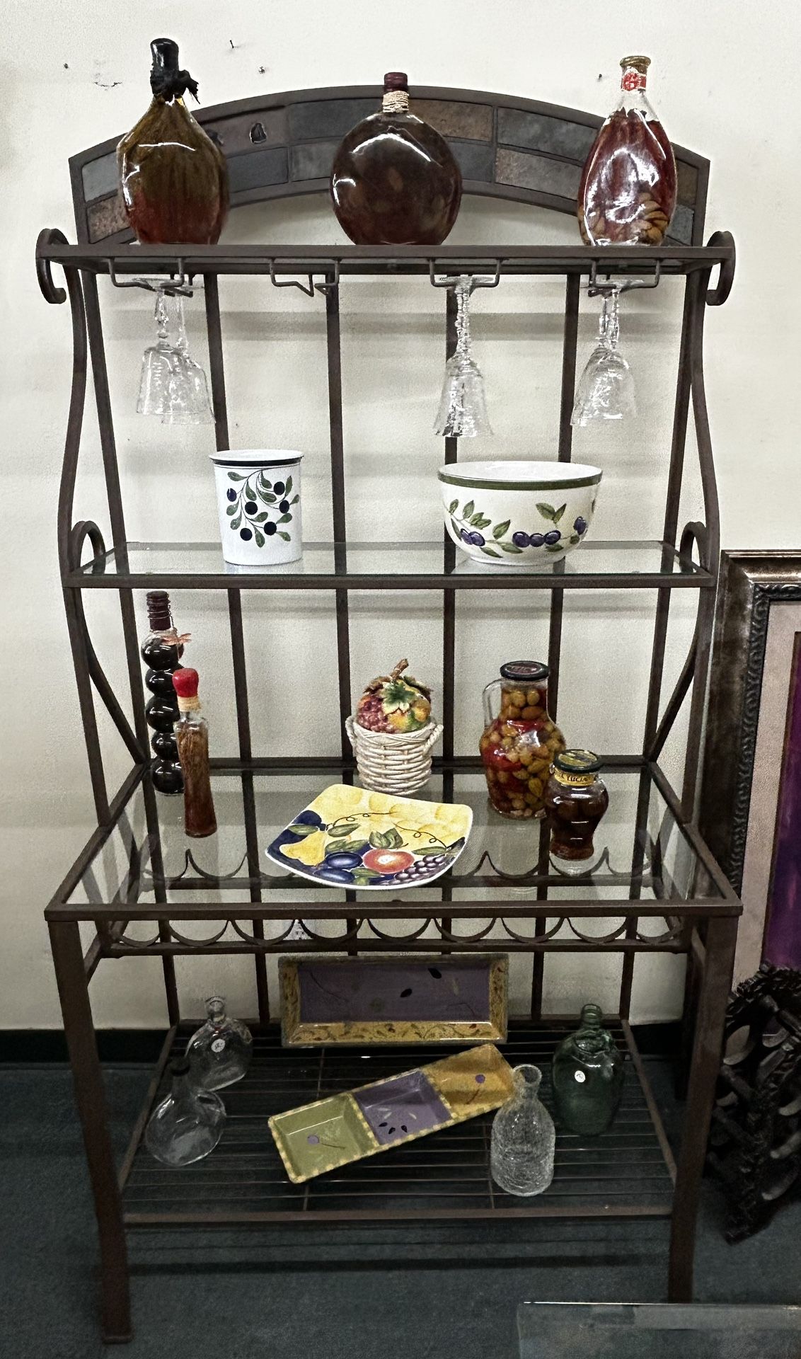 Kitchen Dining Bakers Rack Wine Storage Shelves