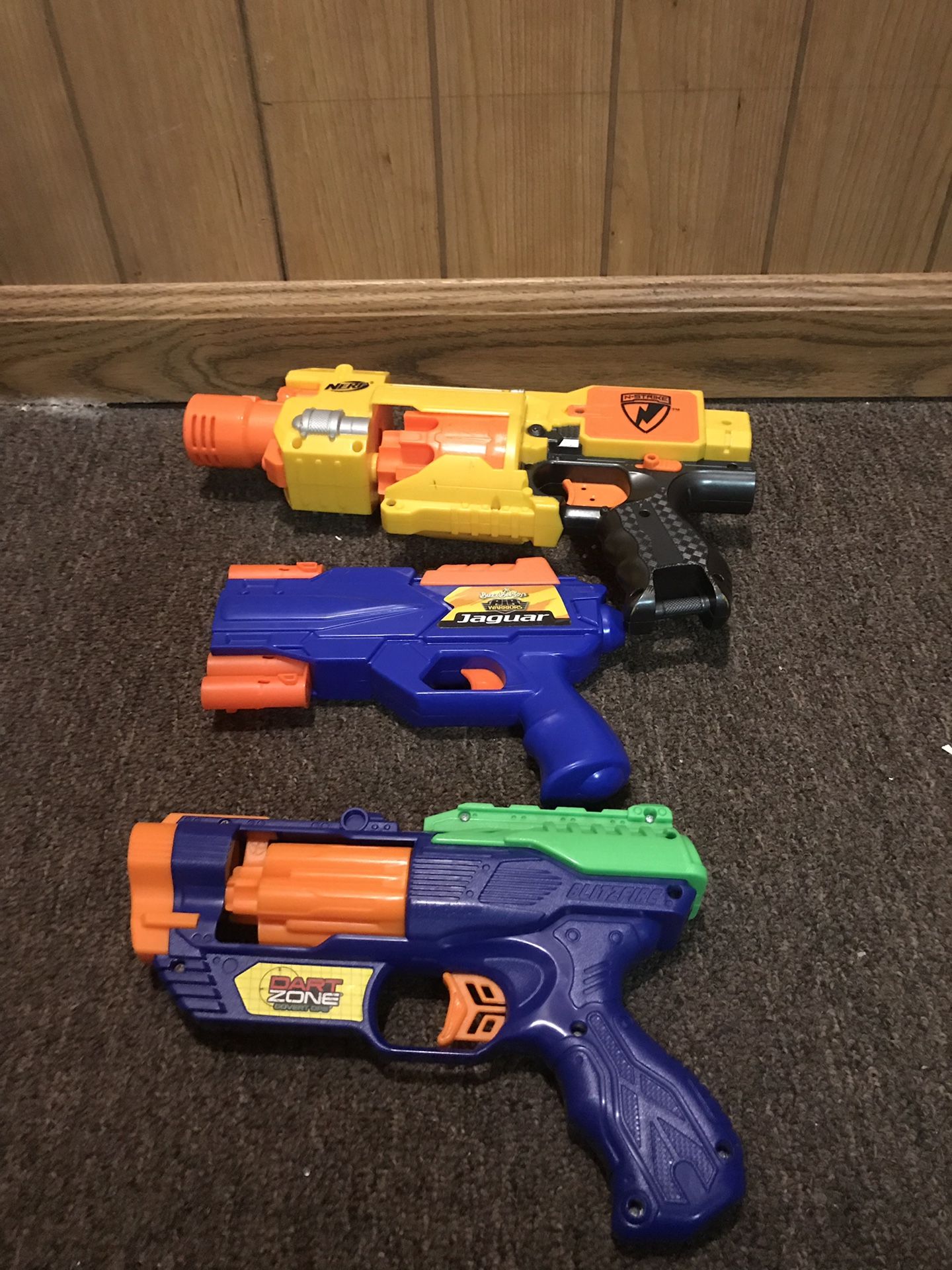 3 guns dart zone , jaguar & nerf