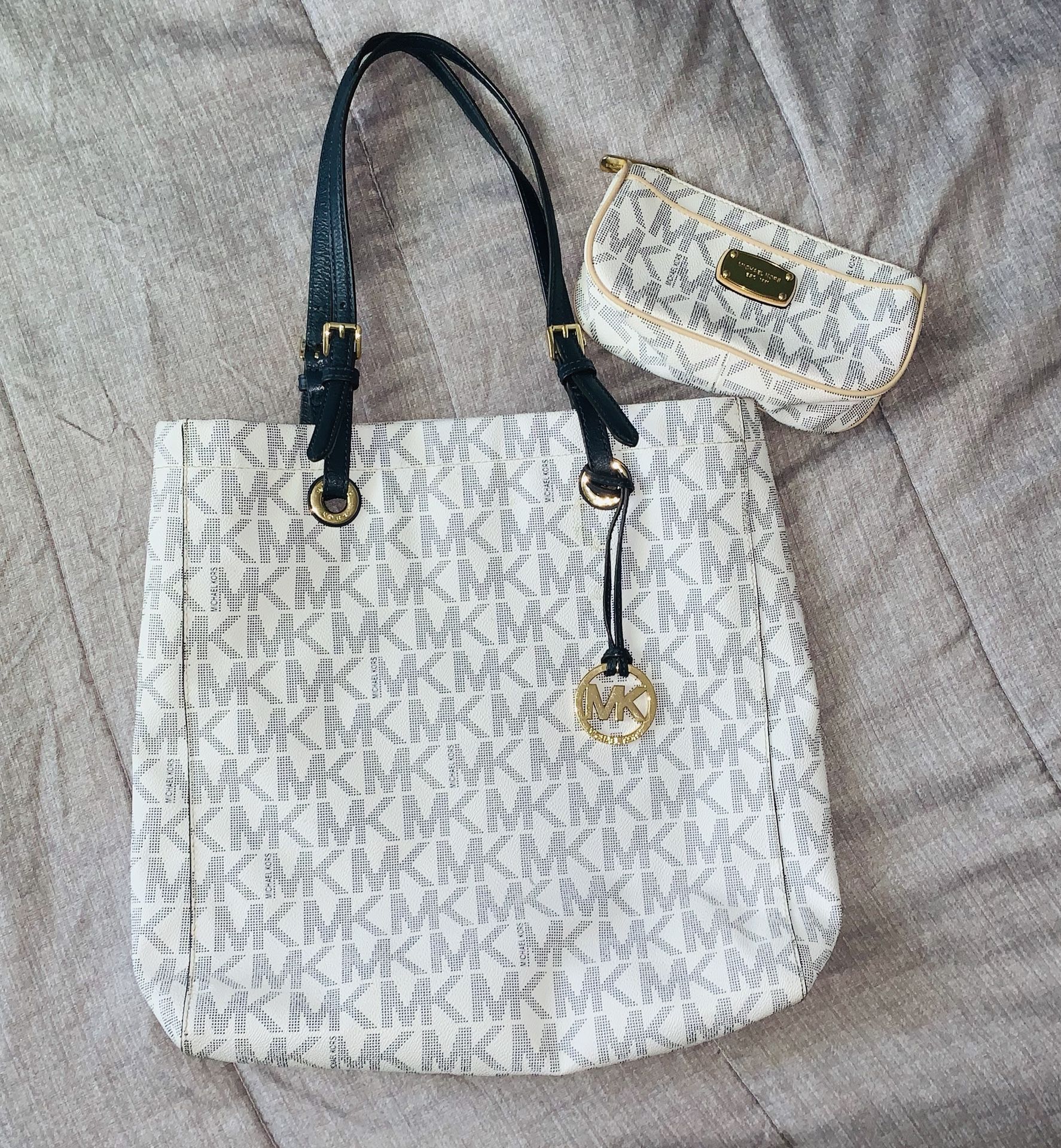 Michael Kors Navy and White purse and wallet