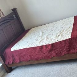 Queen size bed frame with Headboard and Memory foam mattress set for sale!