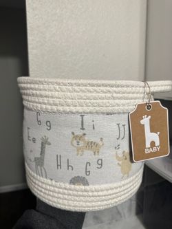 Baby Rope Storage Basket with Animal ABC Print