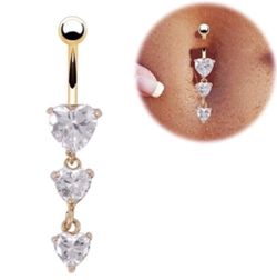 New 18 k gold belly button ring