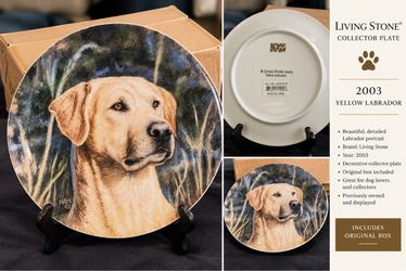 2003 Living Stone Yellow Labrador Collector Plate – With Original Box