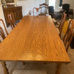 SOLID OAK 8ft x 3ft Dining Table With 6 Chairs!