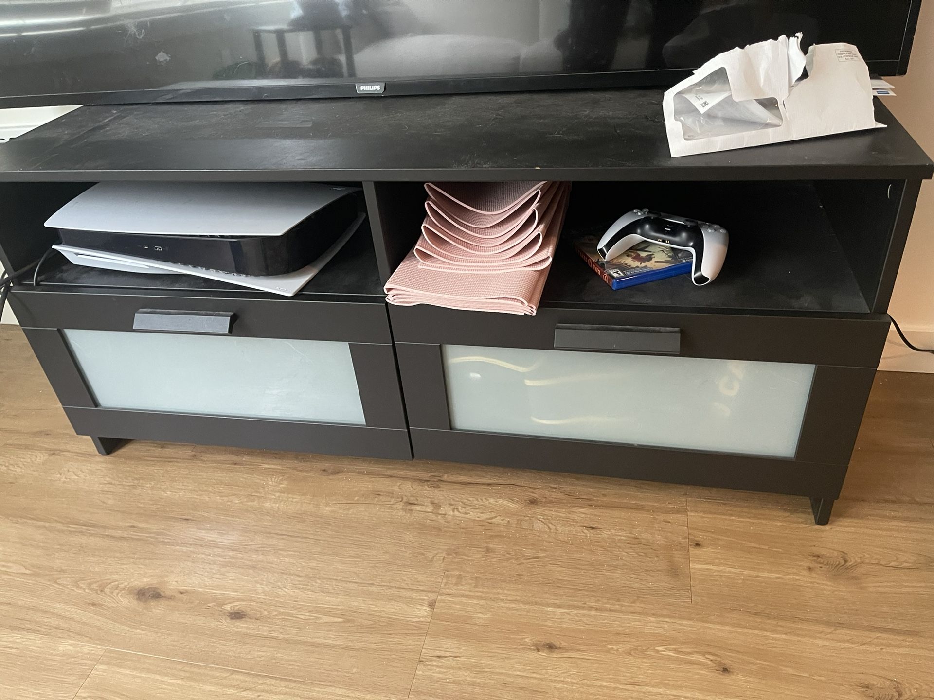 Modern TV Stand with Frosted Glass Drawers