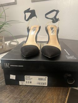 INC Black Clear Suede Pump