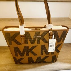 Michael Kors Jet Set Large Tote – Brown Logo – NWT