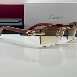 Brown Cartier Wood Sunglasses Brown lens
