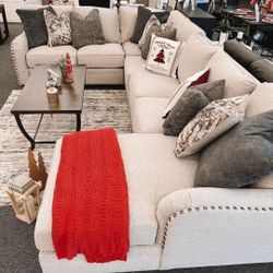 Brand New Ashley Dellara Chalk Large Sectional 