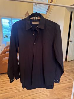 Burberry London Men’s Black Button-Down Shirt – Size S – Classic Check Detail