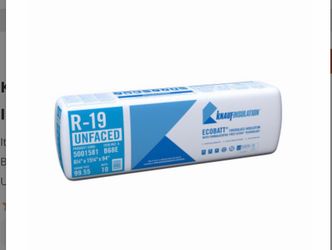 Knauf R-19 Unfaced Fiberglass Insulation Batt,