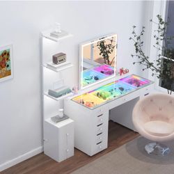 White Shelves With LED Lights 