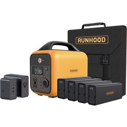 Runhood Rallye 600 Pro solar generator 1296Wh( HE600 and 4*324Wh EB324 batteries), SERI 100W solar panel, 180W AC adapter, 