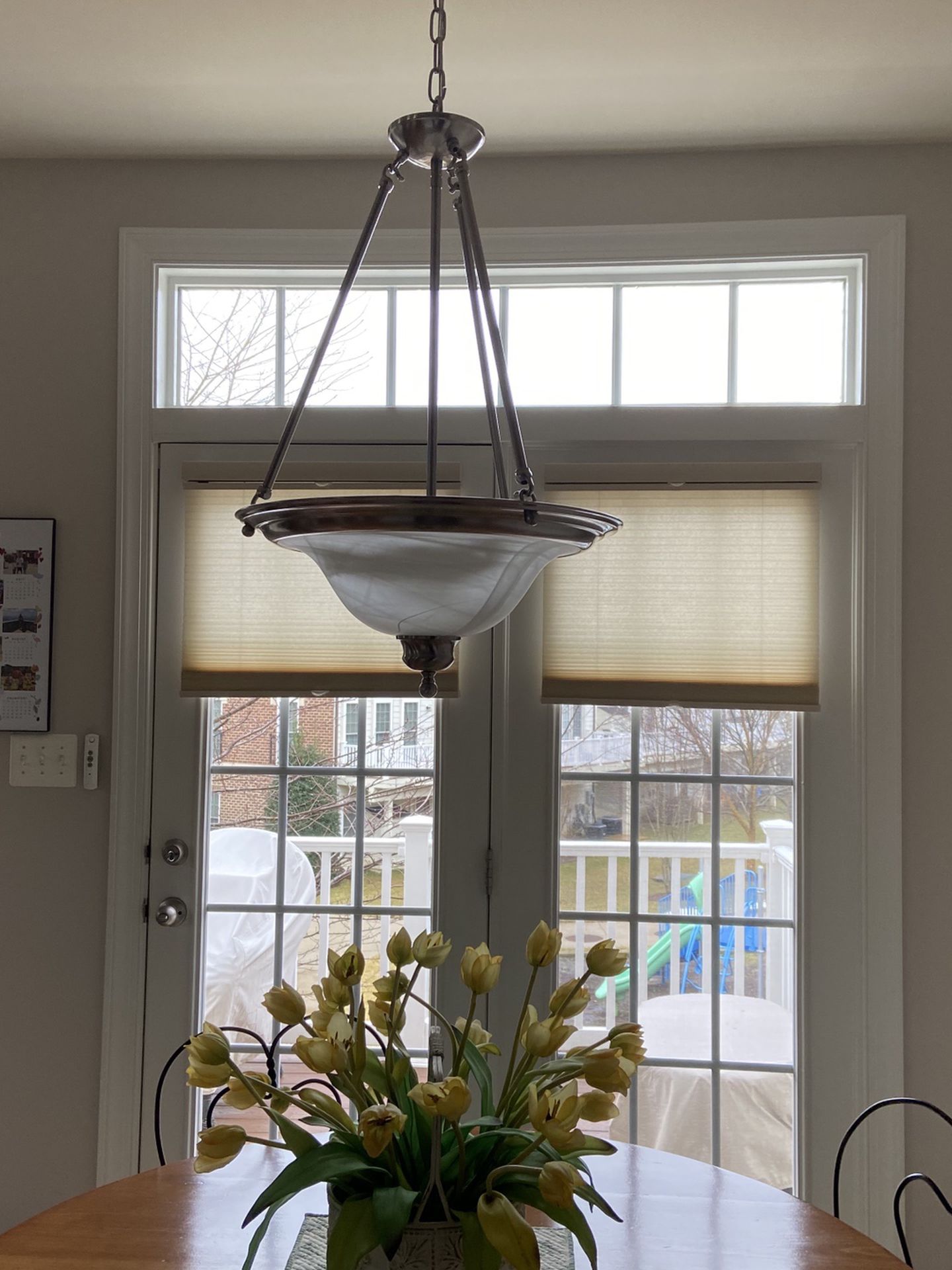 Brushed Nickel & Frosted Glass Pendent Light with Chain