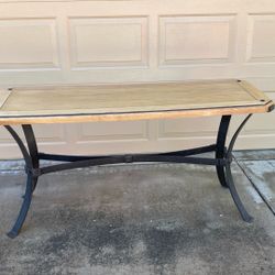 Solid Wood And Rod Iron Entryway Table