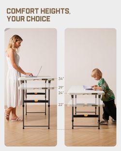 Clearance Folding Table 4 Foot, Effortless Quick Adjustable Height Foldable Small Card Table, Fixing Lock, Stable for Party Dining Events Picnic Indoo