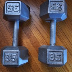 Two 35 Lbs Dumbell Weights