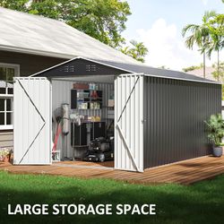 New 8 ft. W x 12 ft. D Metal Outdoor Storage Shed with Lockable Doors and Vents(96 sq. ft.)
