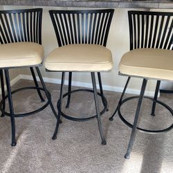 3 Black Iron Bar Stools