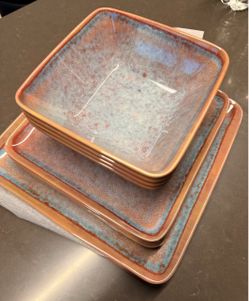 12 pieces-Square Ceramic Dinnerware Set ,Never Used