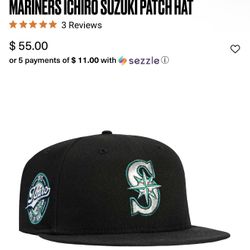 Hat Club - (7 1/4) - NEW ERA 59FIFTY HALL OF FAME SEATTLE MARINERS ICHIRO SUZUKI PATCH HAT