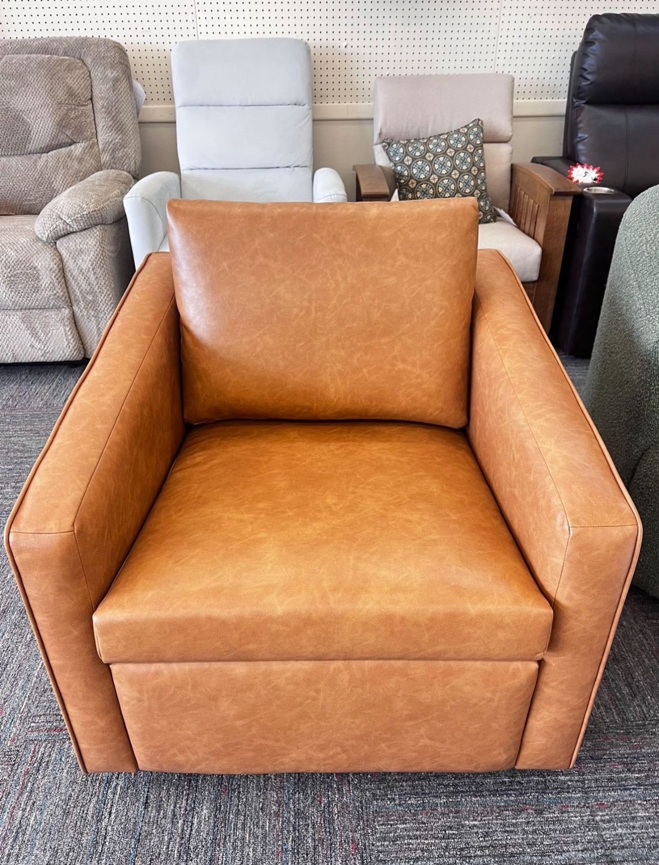 Steele Swivel Accent Chair – Camel Faux Leather, 360° Swivel, New & Assembled 🪑✨ 