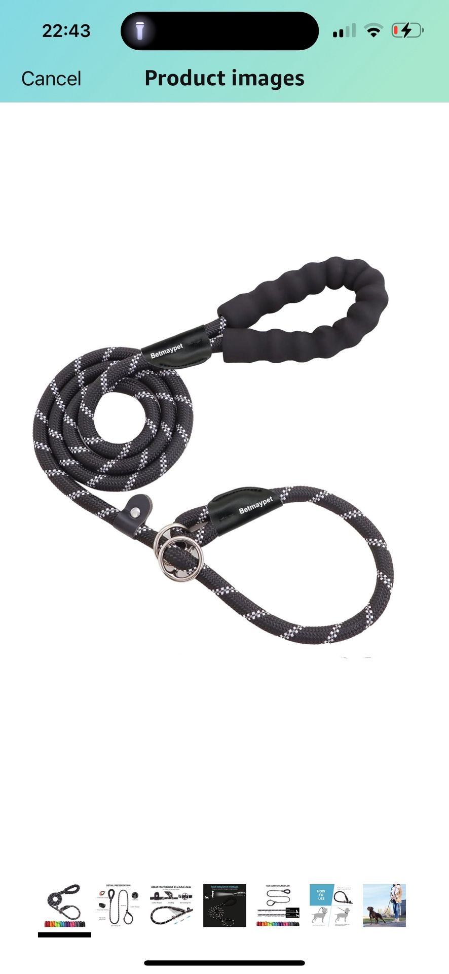 Brand New Slip Leads Dog Leash - 4 FT Heavy Duty Training Leashes - Reflective & Comfortable Handle